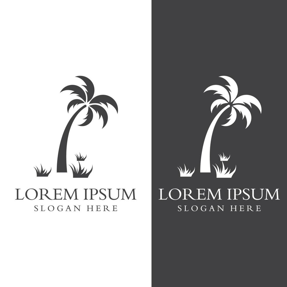 Palm tree logo, palm with waves and sun. Using Illustrator template design editing. vector