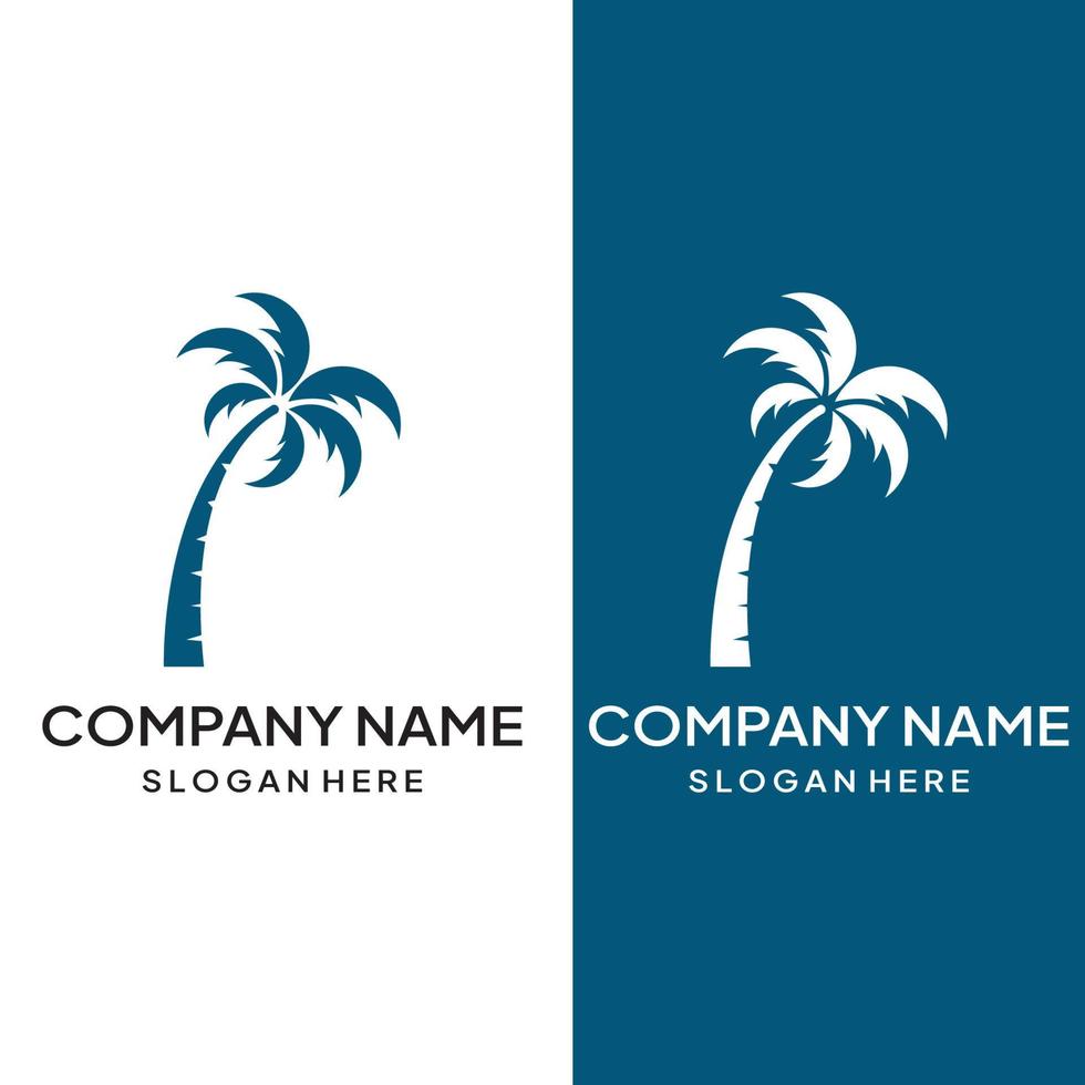 Palm tree logo, palm with waves and sun. Using Illustrator template design editing. vector