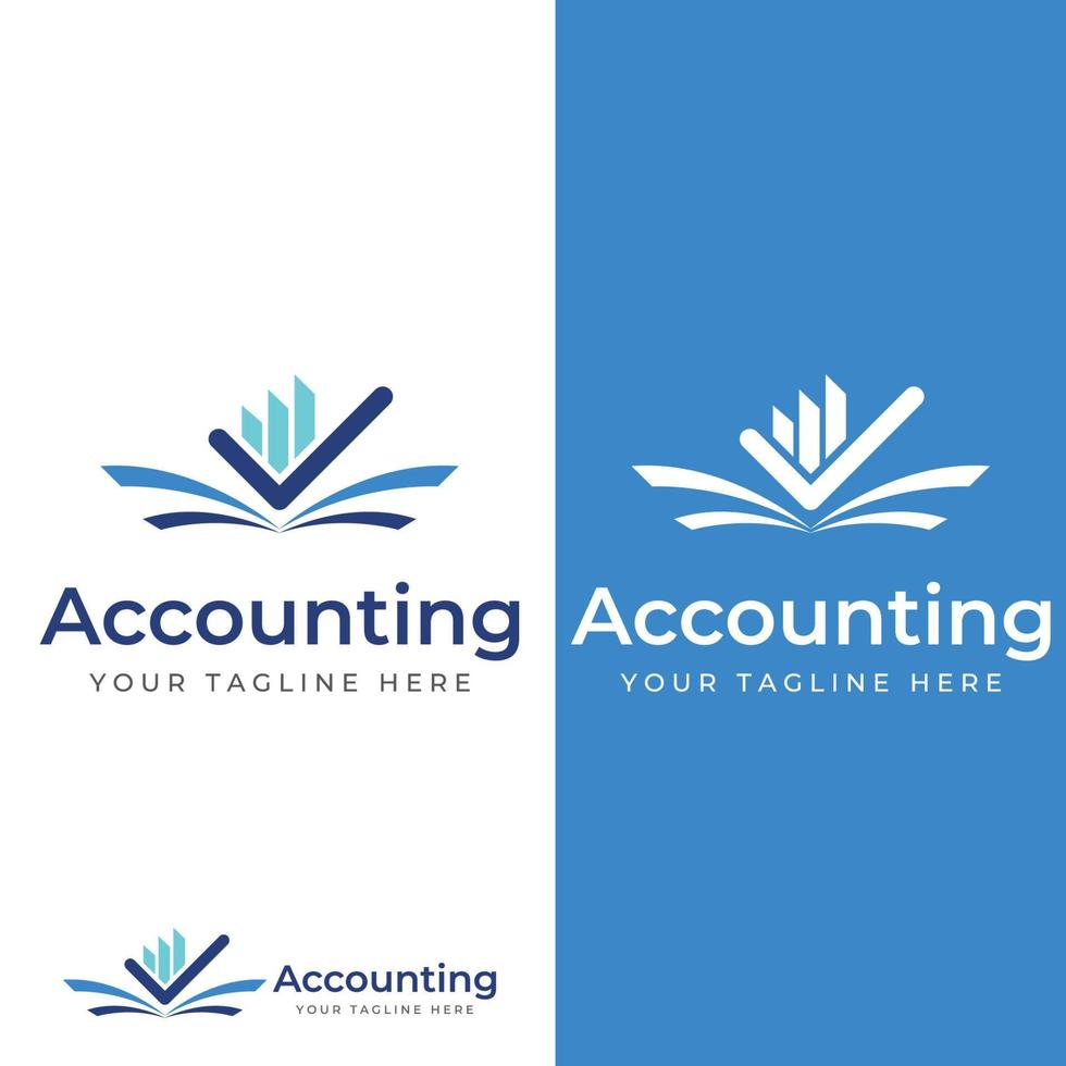 Financial accounting logo, with check mark for financial accounting stock chart analysis. In modern template vector illustration concept style.