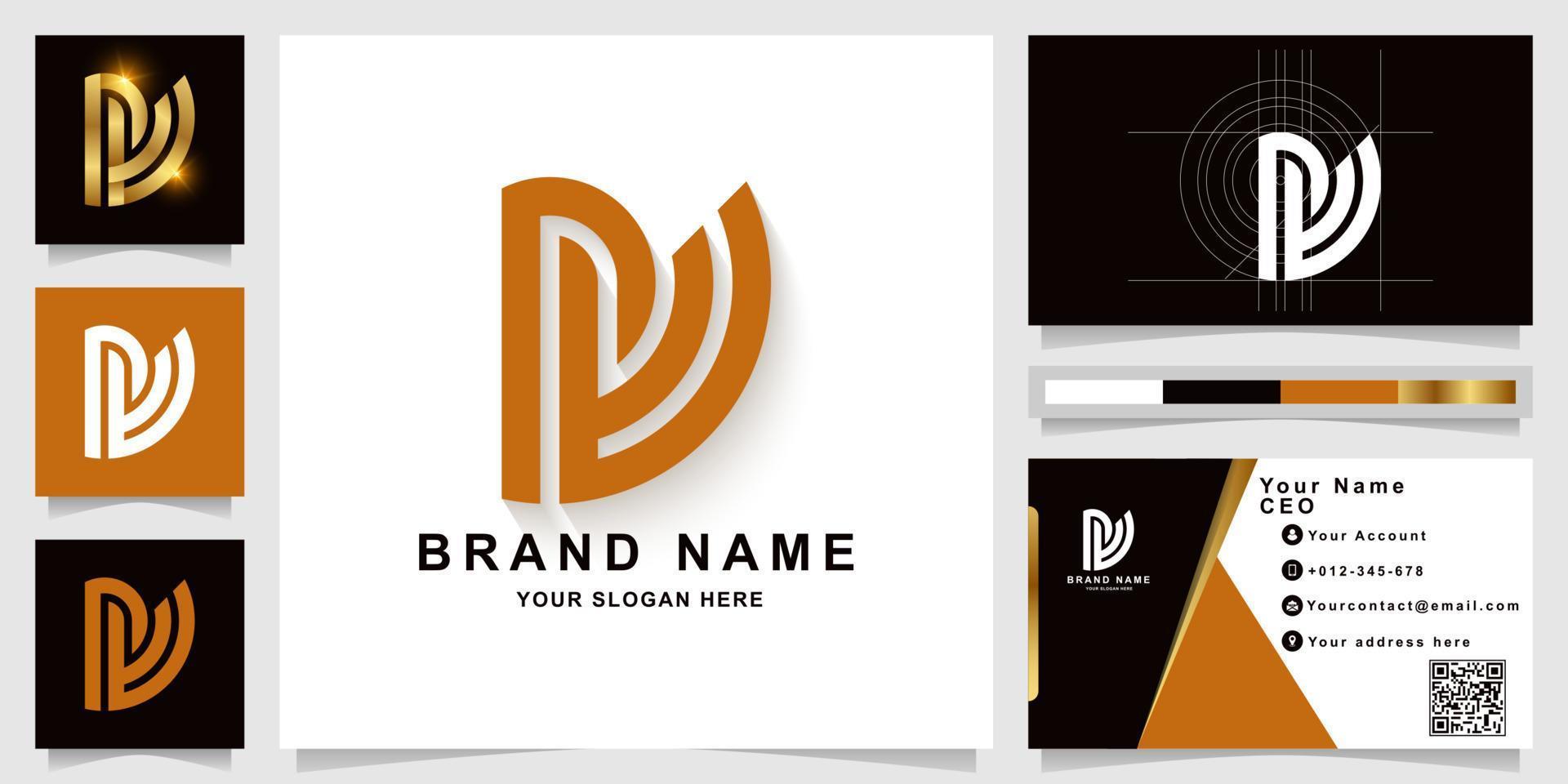 Letter pw or pe monogram logo template with business card design vector