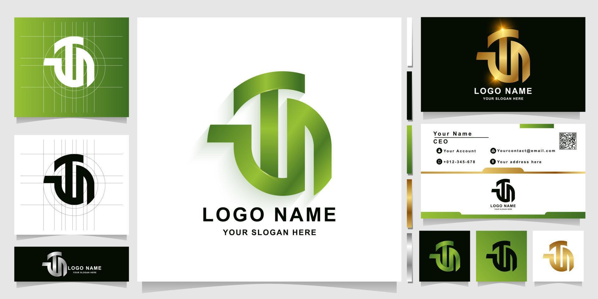 Letter TN or TS monogram logo template with business card design vector