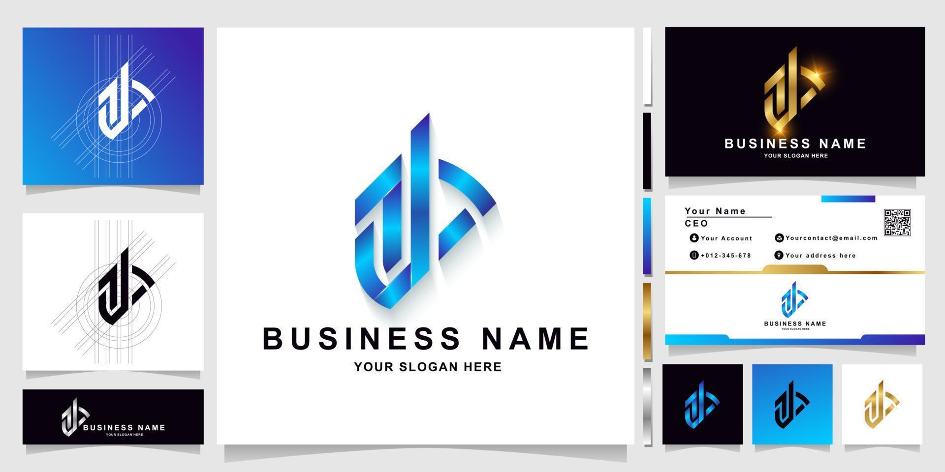 Letter AB or A monogram logo template with business card design vector
