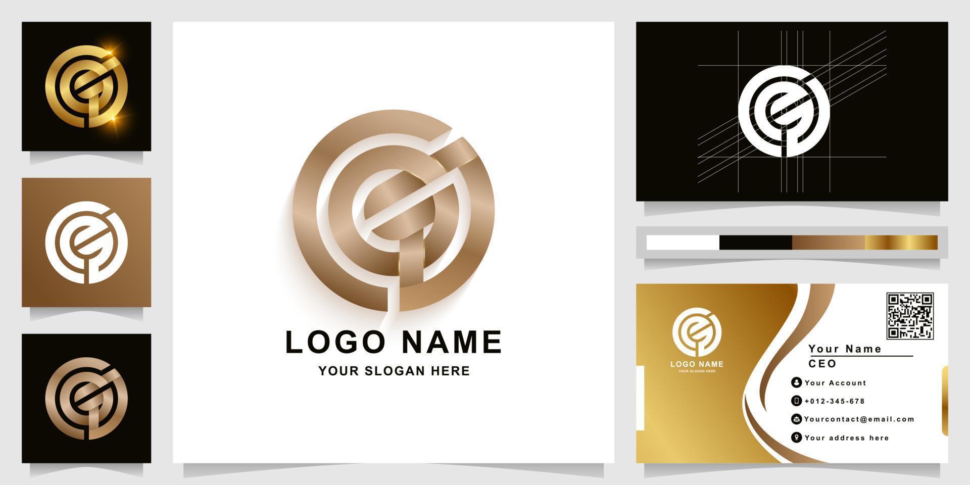 Letter CGa or COa monogram logo template with business card design vector