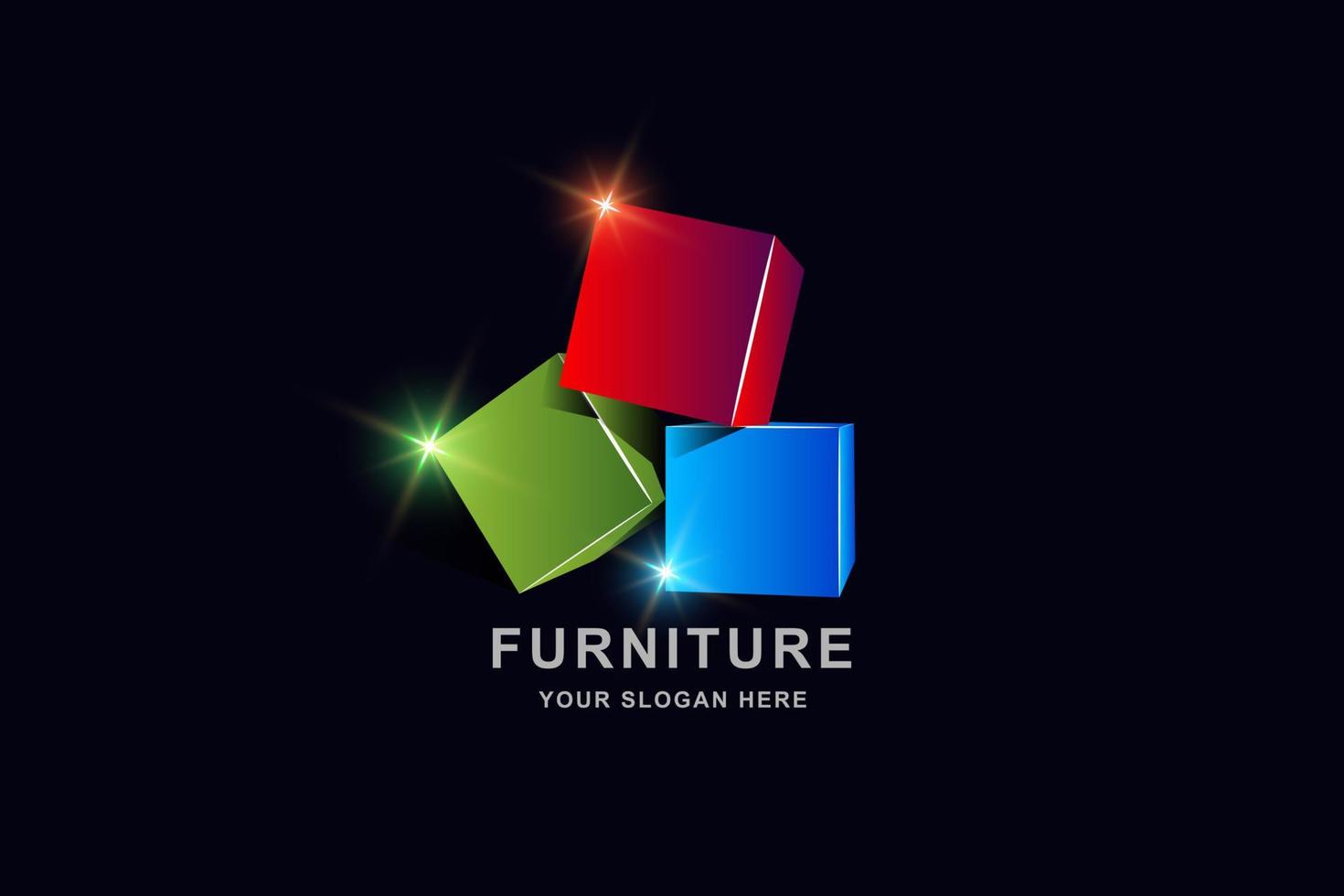 3D box square logo design template vector