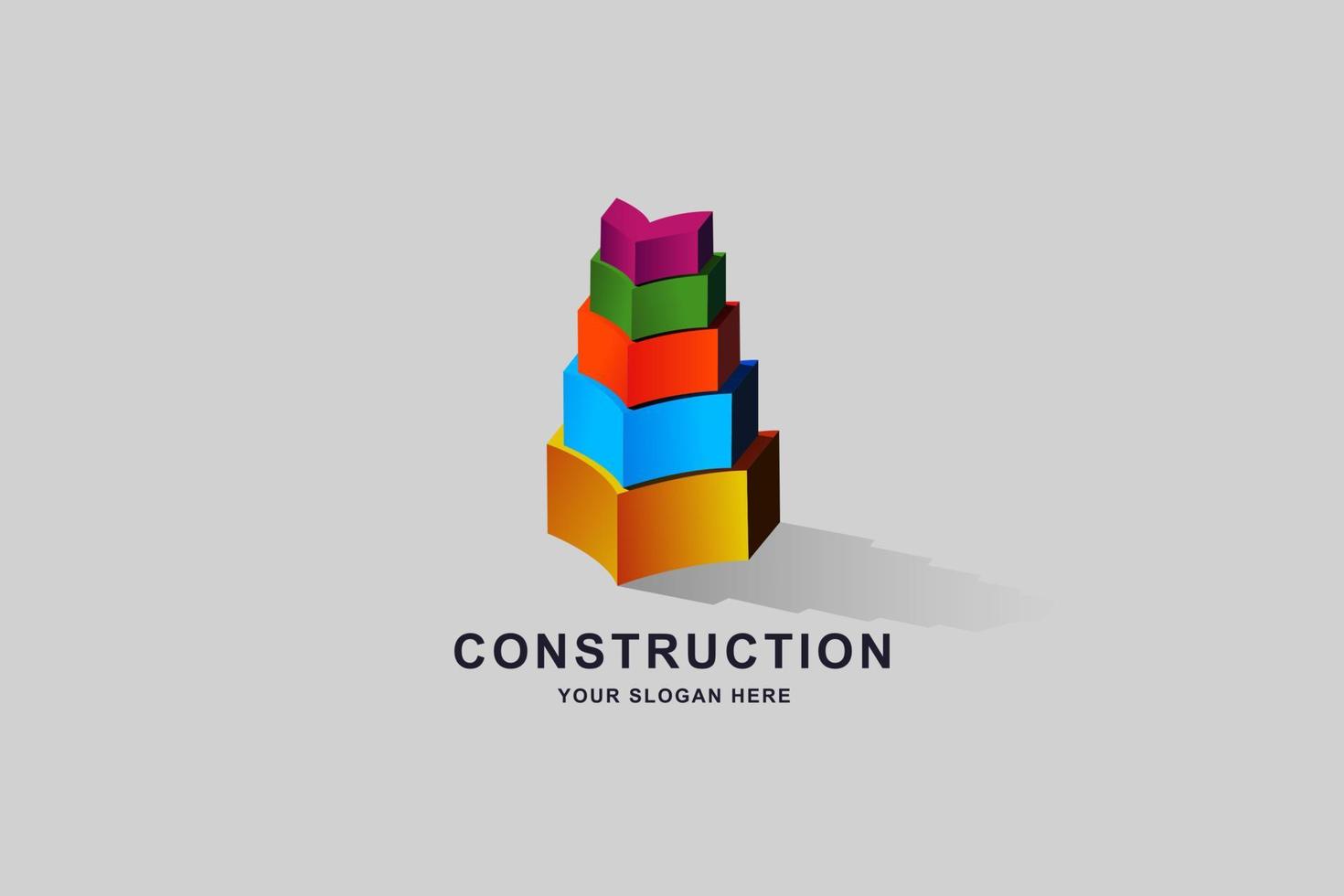 Construction buildings or 3D perspective logo design template vector