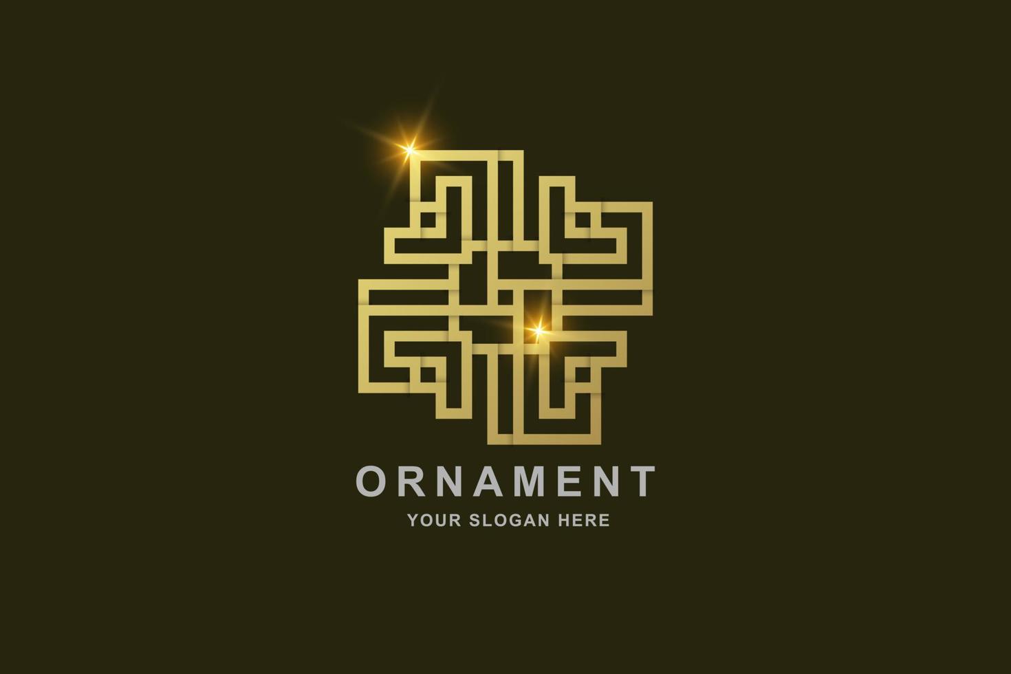 Luxury ornament line art gold color logo template vector