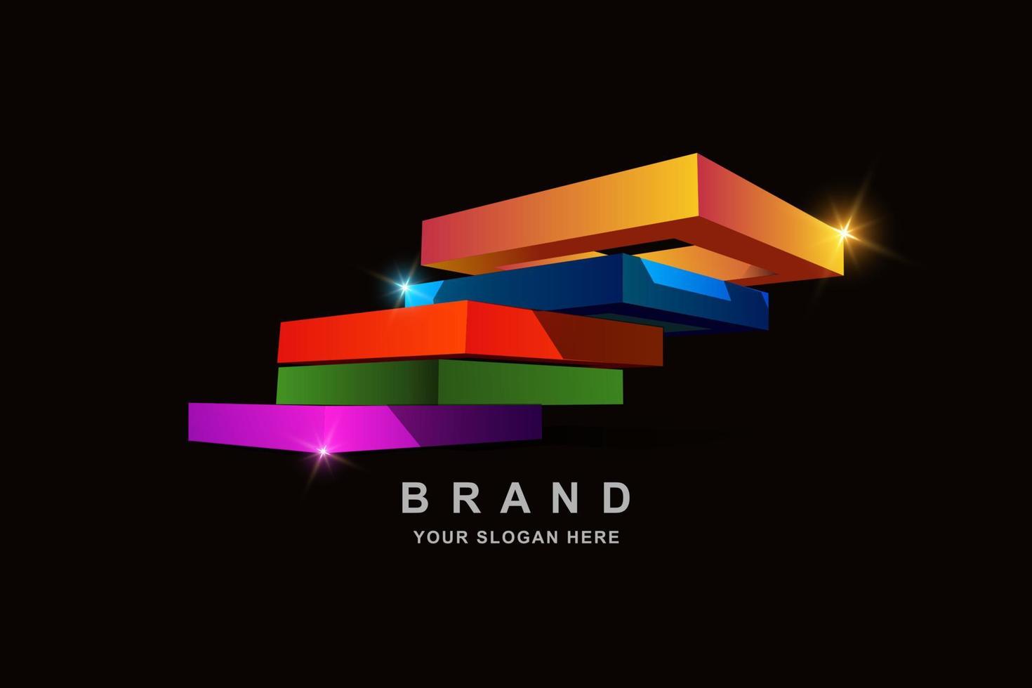 Construction 3D Frame square or stairs logo design template vector