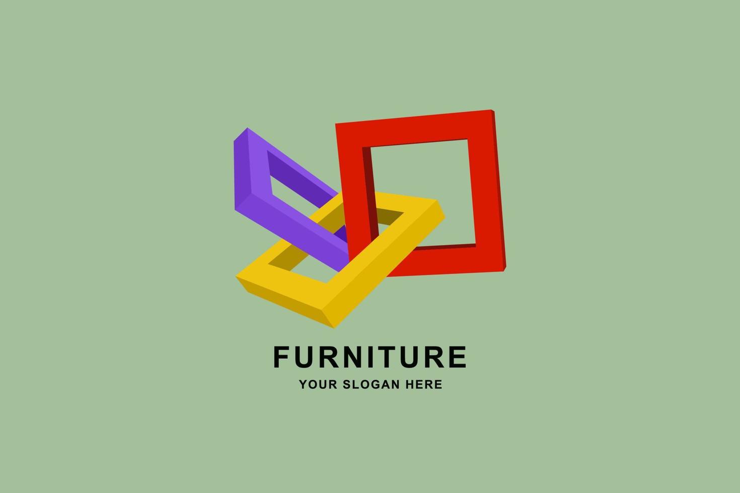 Furniture or 3D Frame square logo design template vector