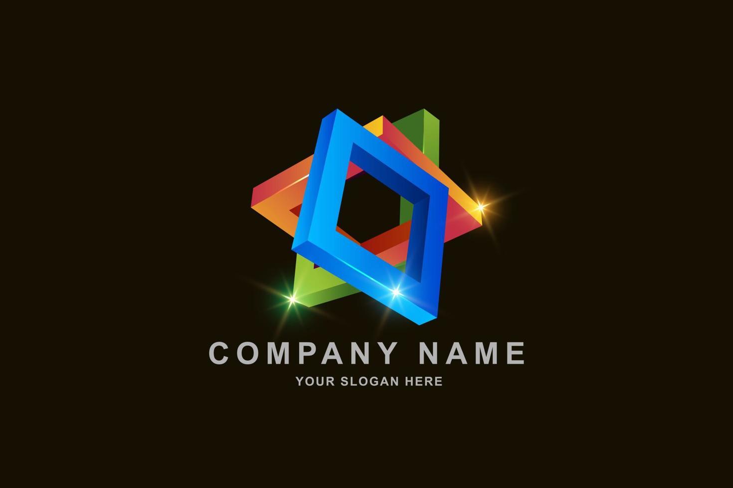 3D Frame square like star logo design template vector