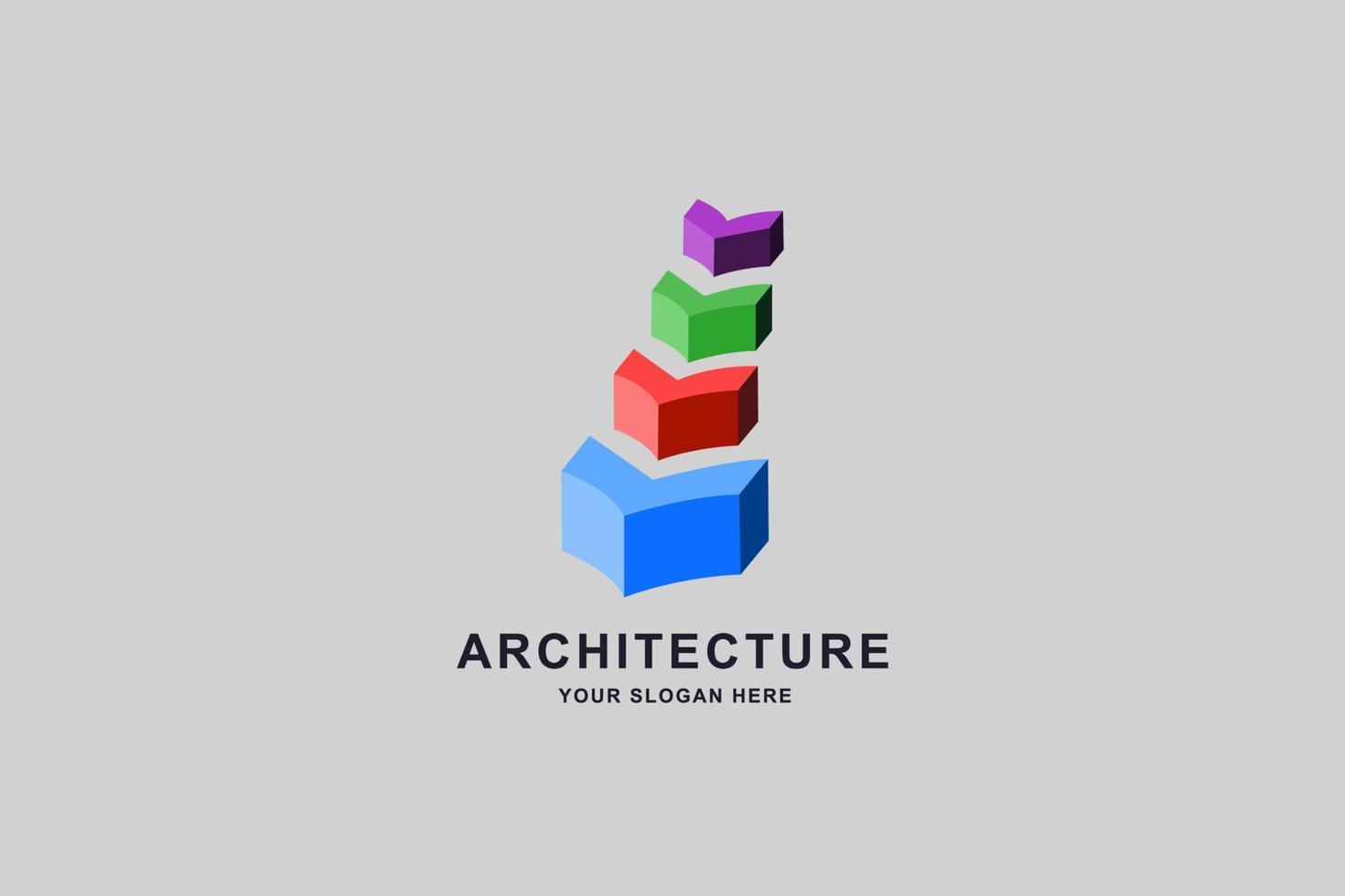 plantilla de diseño de logotipo de construcción 3d o escaleras vector