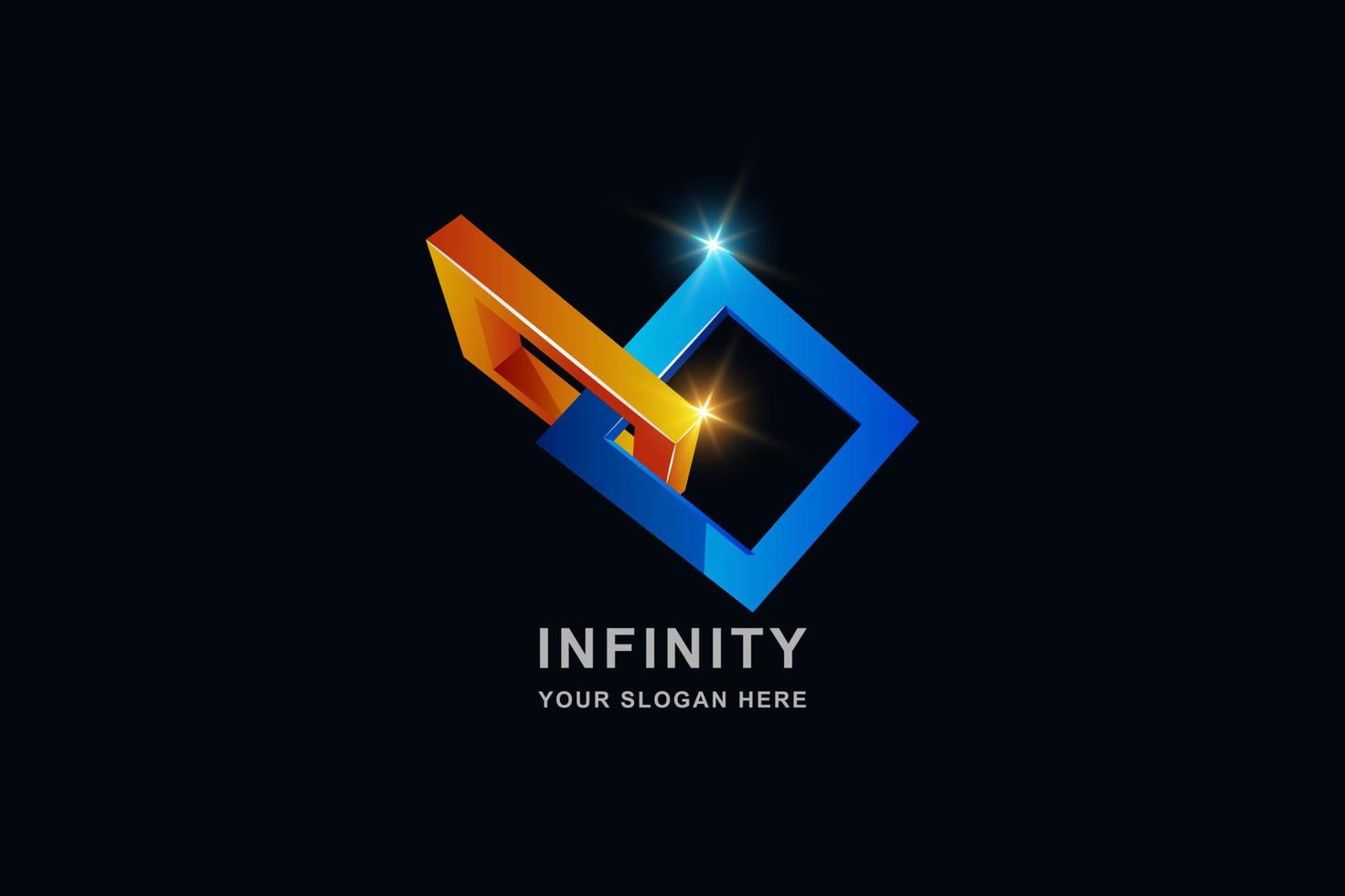 Infinity or 3D Frame square logo design template vector