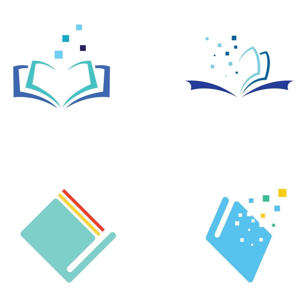 libro digital educativo y plantilla de ilustración de vector de icono de símbolo y logotipo de libro de aprendizaje de conocimiento en línea.