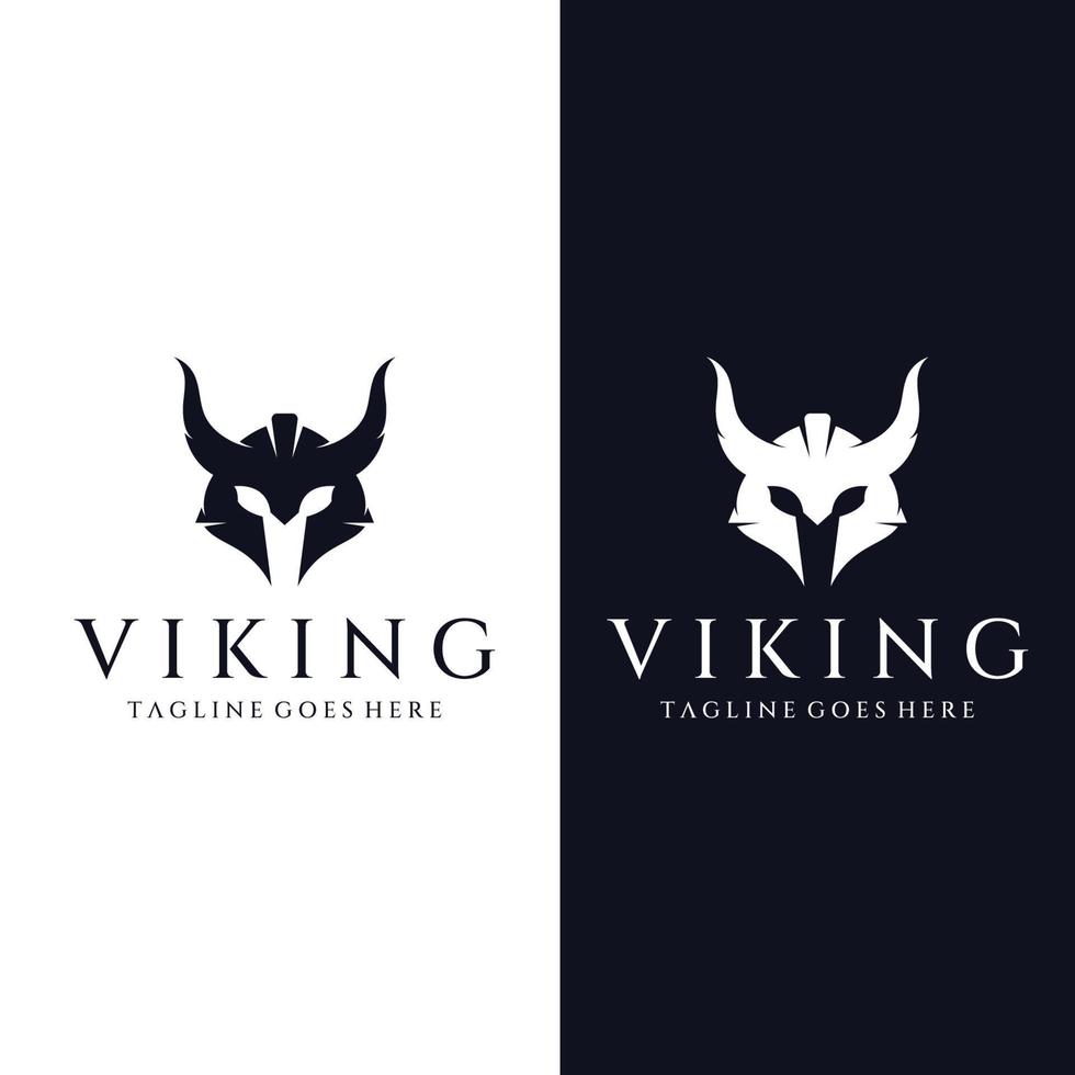 logotipo de casco de guerrero vikingo con casco con cuernos y vikingo con la letra v. el logotipo se puede utilizar para barcos, deportes y otros. vector