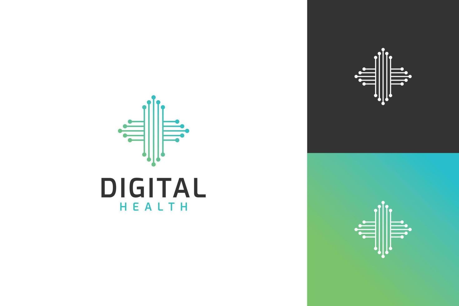 plantilla de logotipo de tecnología de salud digital, además de icono y concepto tecnológico vector