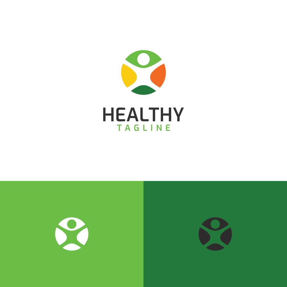 Healthy man logo design template, Circle and man concept vector