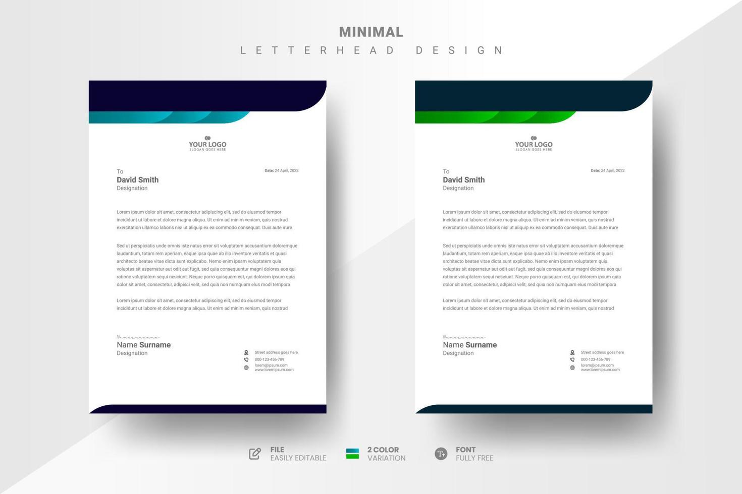 Minimal letterhead design template vector