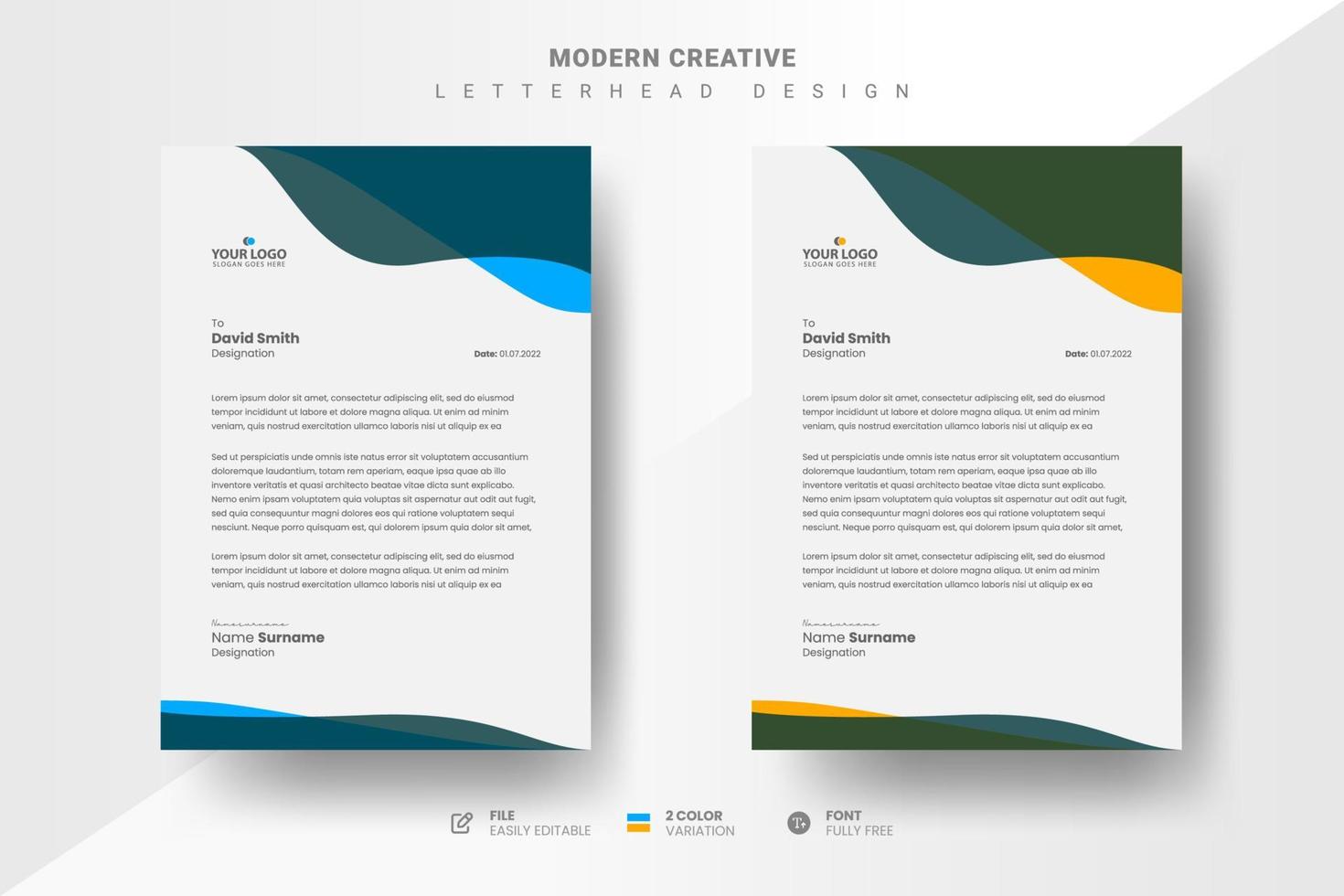 Modern creative letterhead design vector