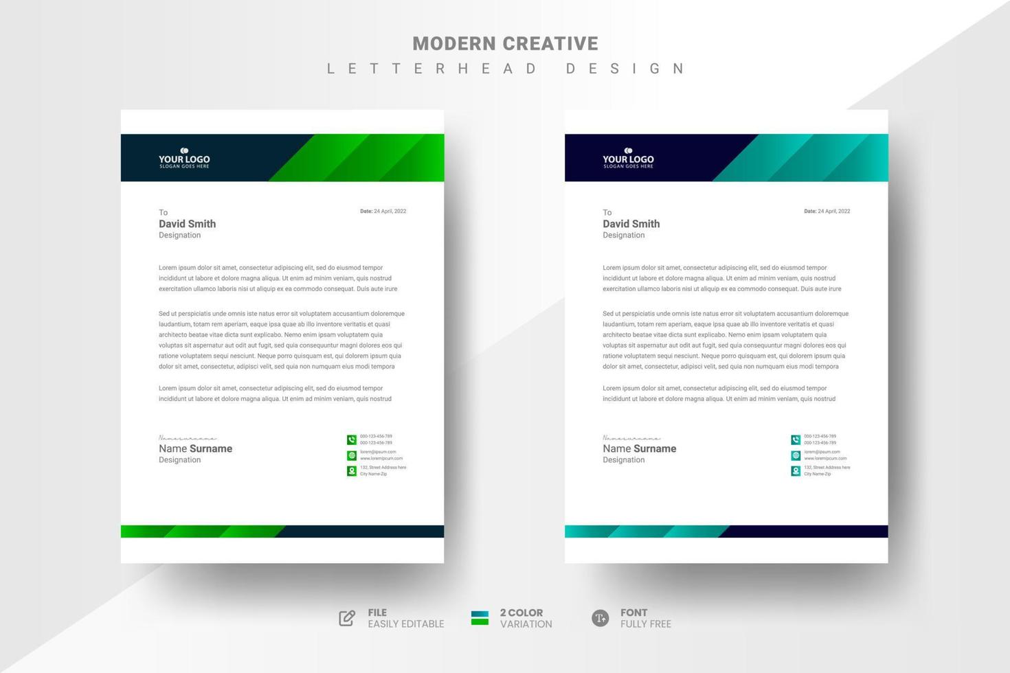 Modern creative letterhead design template vector