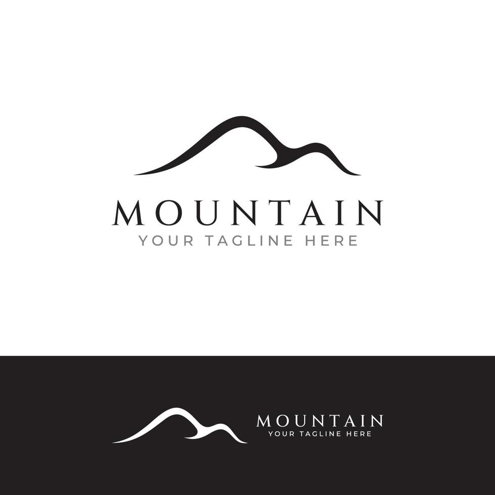 Mountain landscape view, minimalistic design. Logo for photographers, climbers and adventurers. Editing using vector illustration.