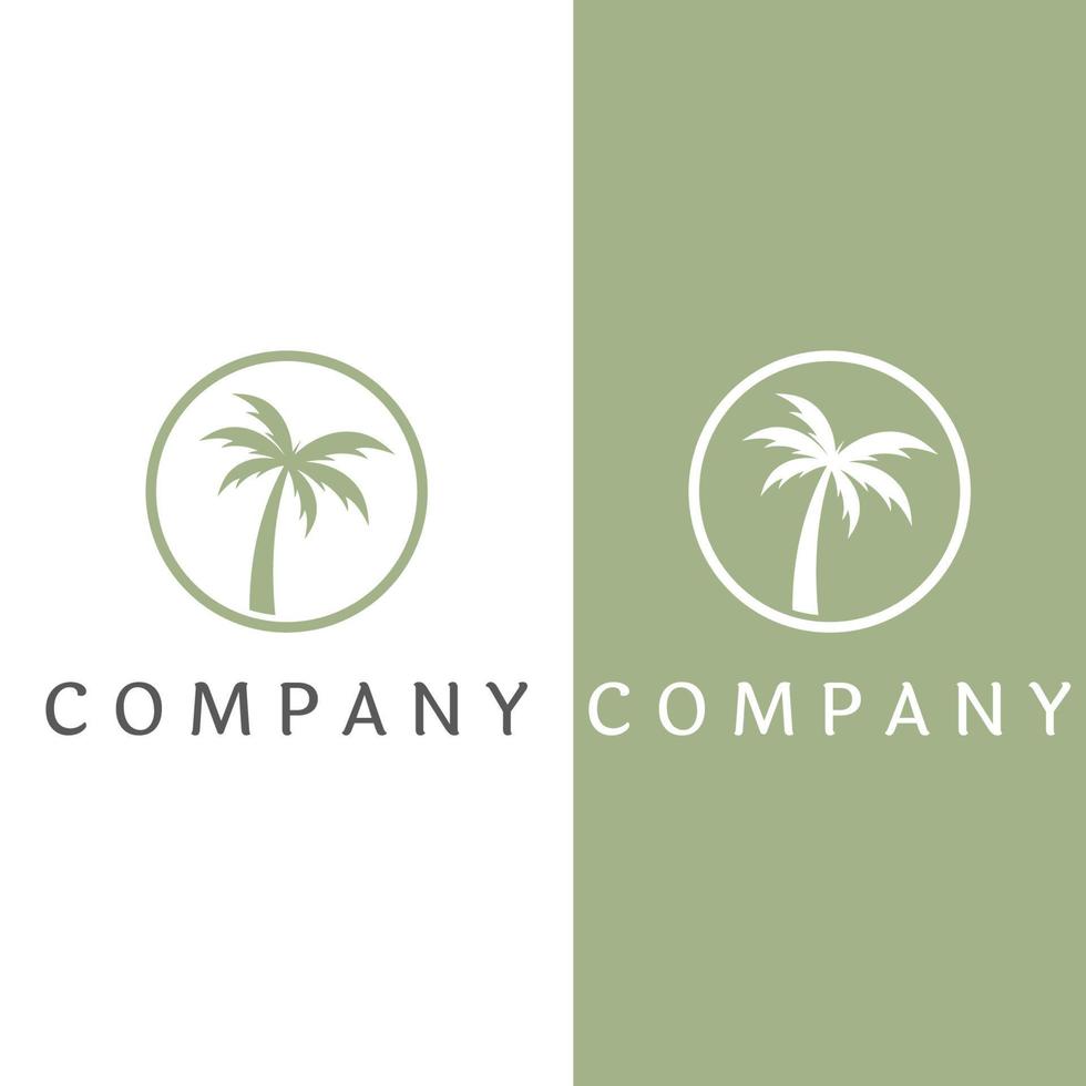 Palm tree logo, palm with waves and sun. Using Illustrator template design editing. vector