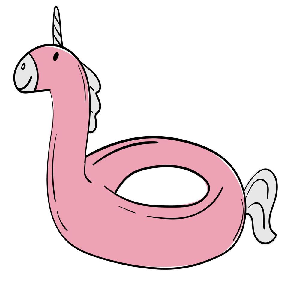 Doodle sticker inflatable unicorn for swimming vector
