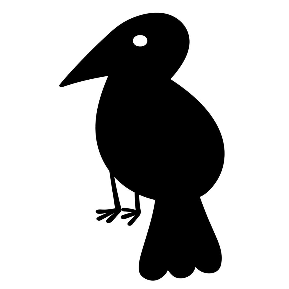 Doodle sticker sinister black crow vector