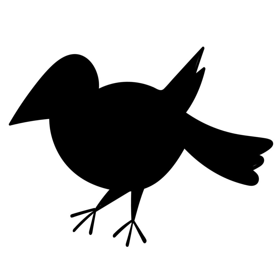 Doodle sticker sinister black crow vector