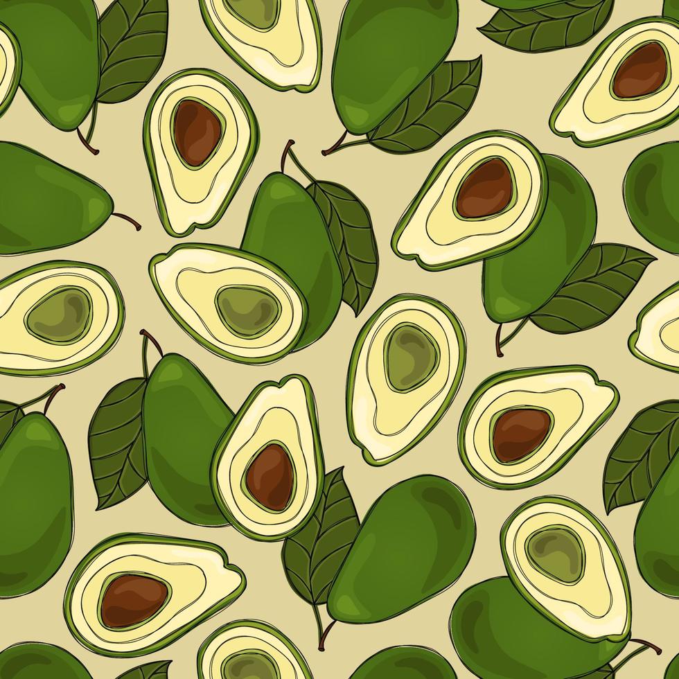 Fresh trendy green avocado pattern vector