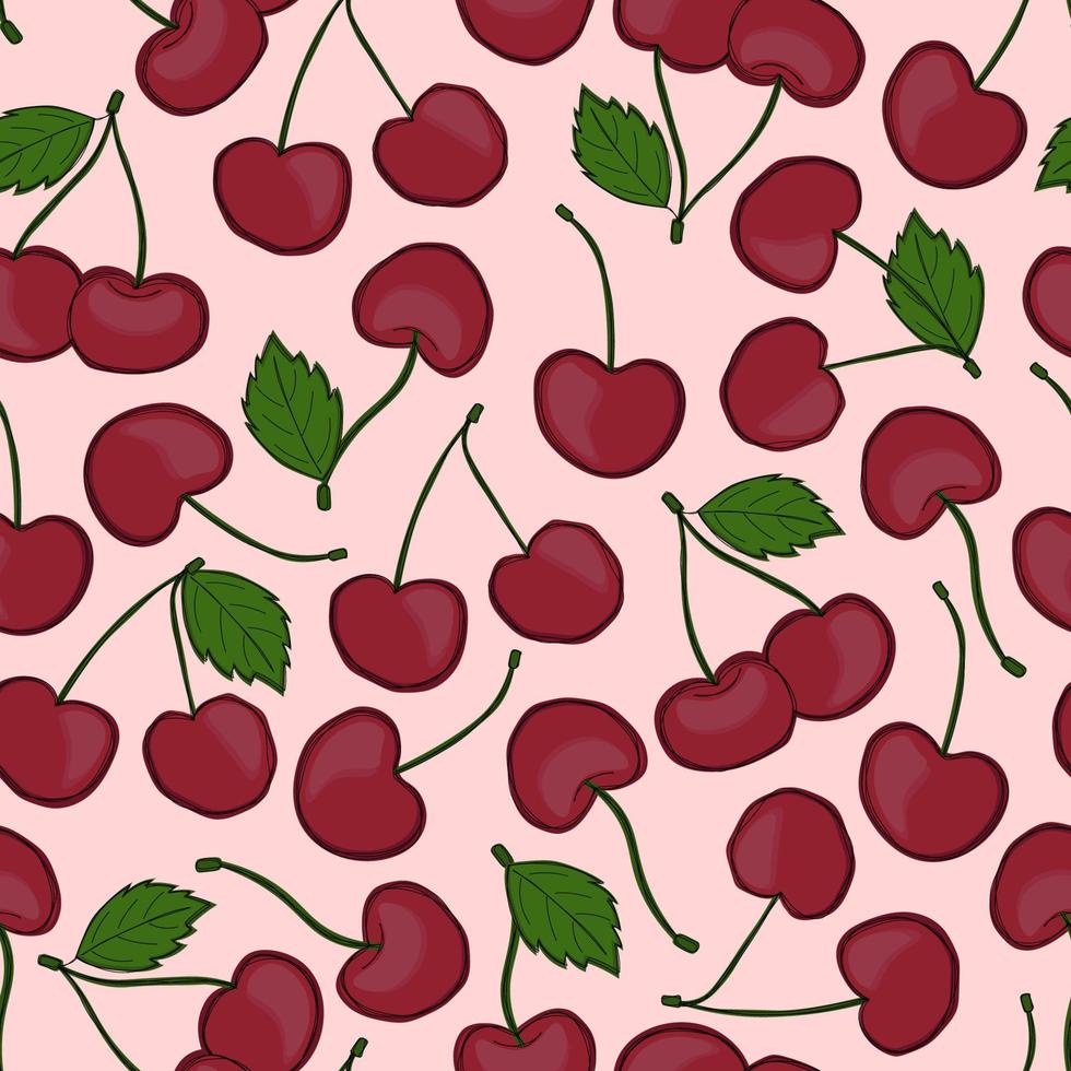 fresh juicy pattern with sweet cherries vector