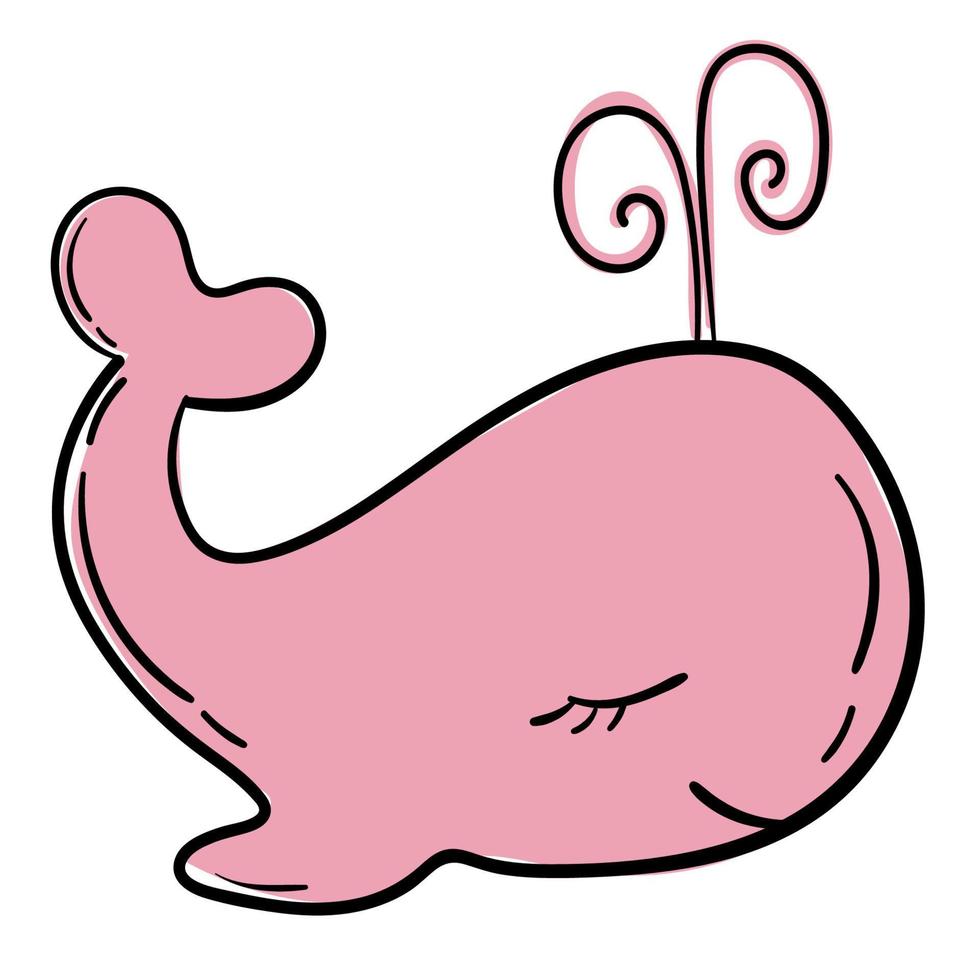 Doodle sticker playful cartoon whale vector