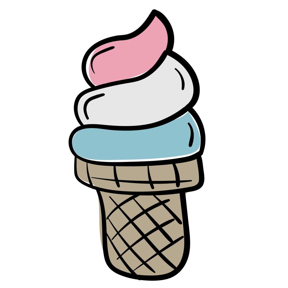 Doodle sticker sweet ice cream vector