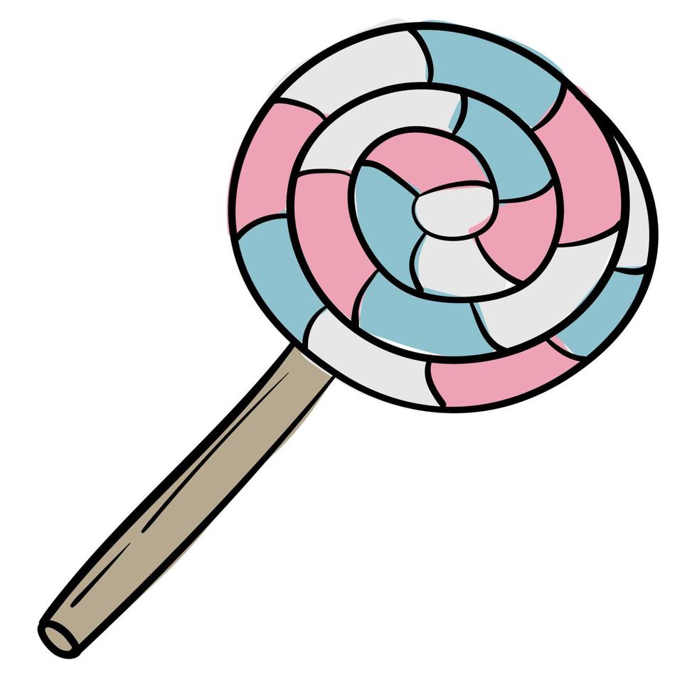 Doodle sticker sweet candy on a stick vector