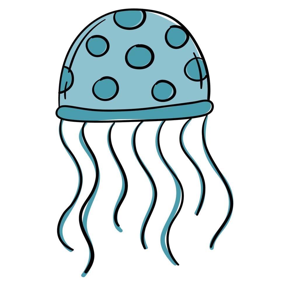 pegatina de garabato medusas de dibujos animados simples vector