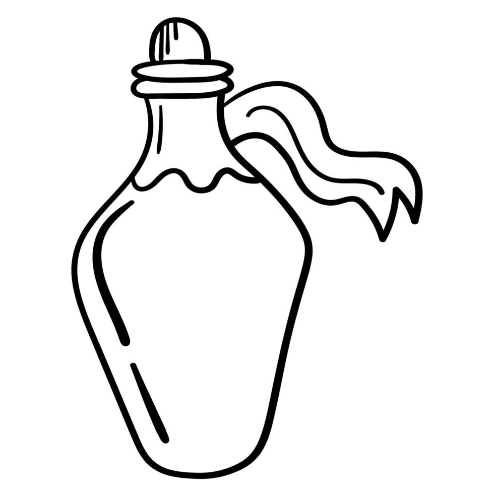 Doodle sticker alchemical potions and flasks vector