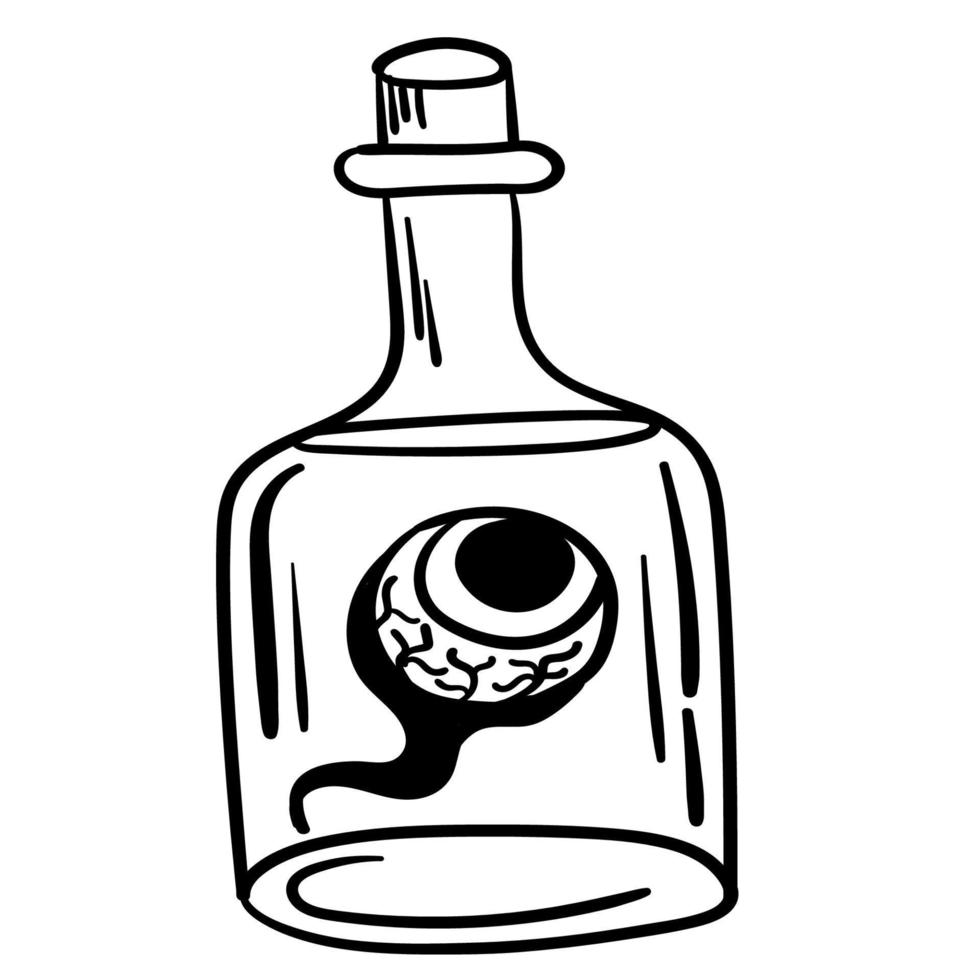 Doodle sticker alchemical potions and flasks vector