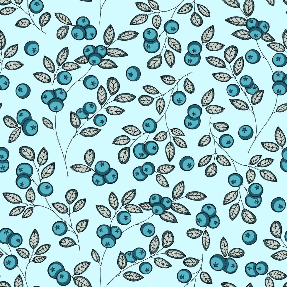 fresh summer charming blueberry pattern vector