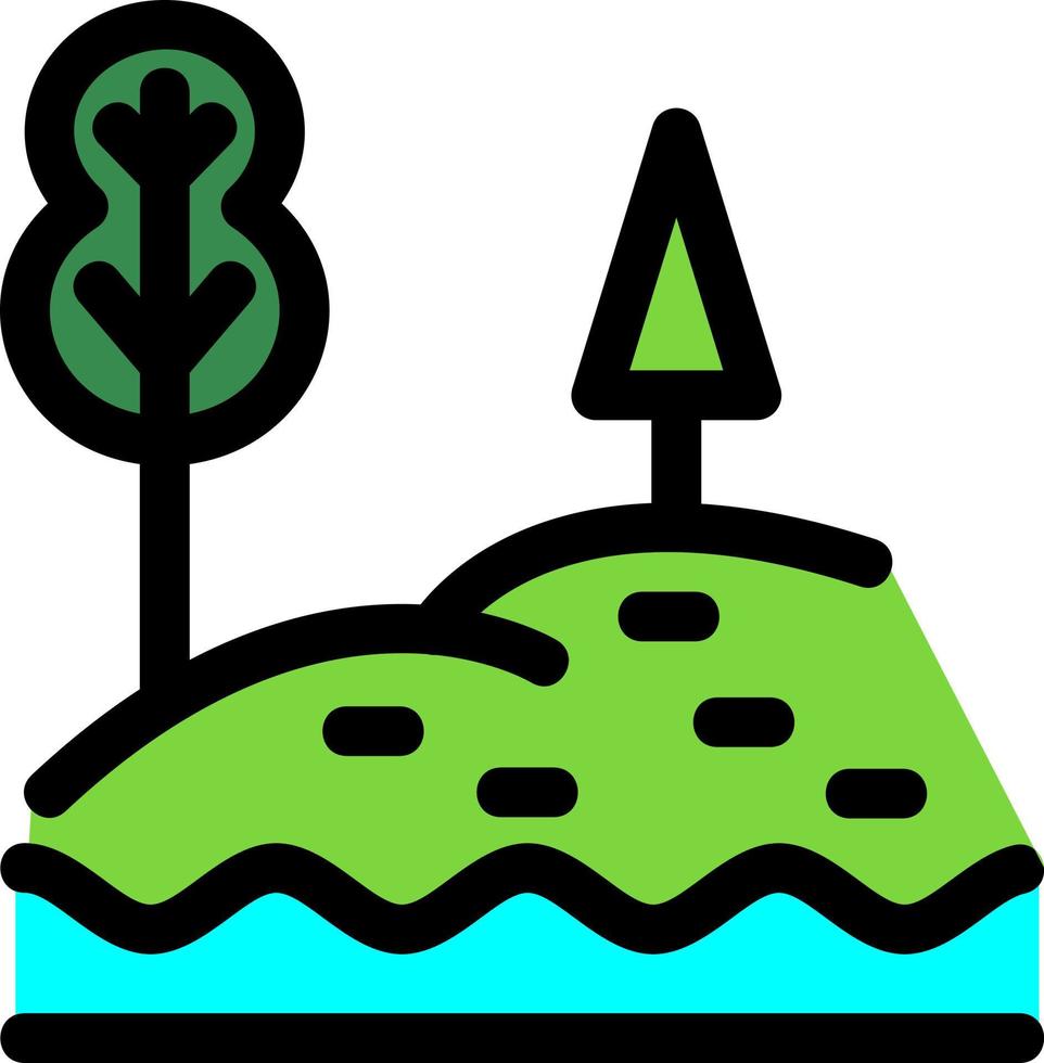 icono de línea de paisaje de lago vector