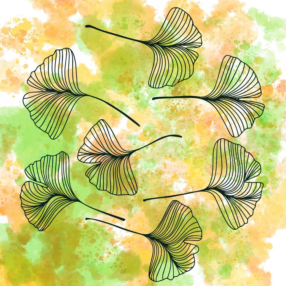 Clover leaves, doodle, watercolor background, ornament and pattern vector