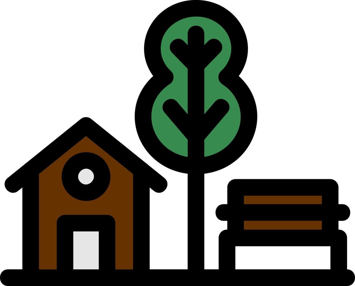 icono de línea de paisaje de pueblo vector