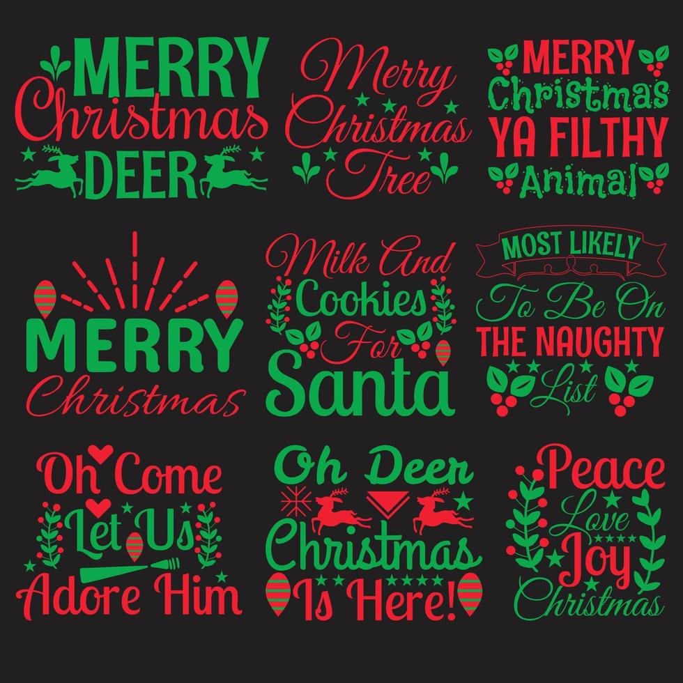 Best Christmas Quotes T-shirt Design Bundle vector