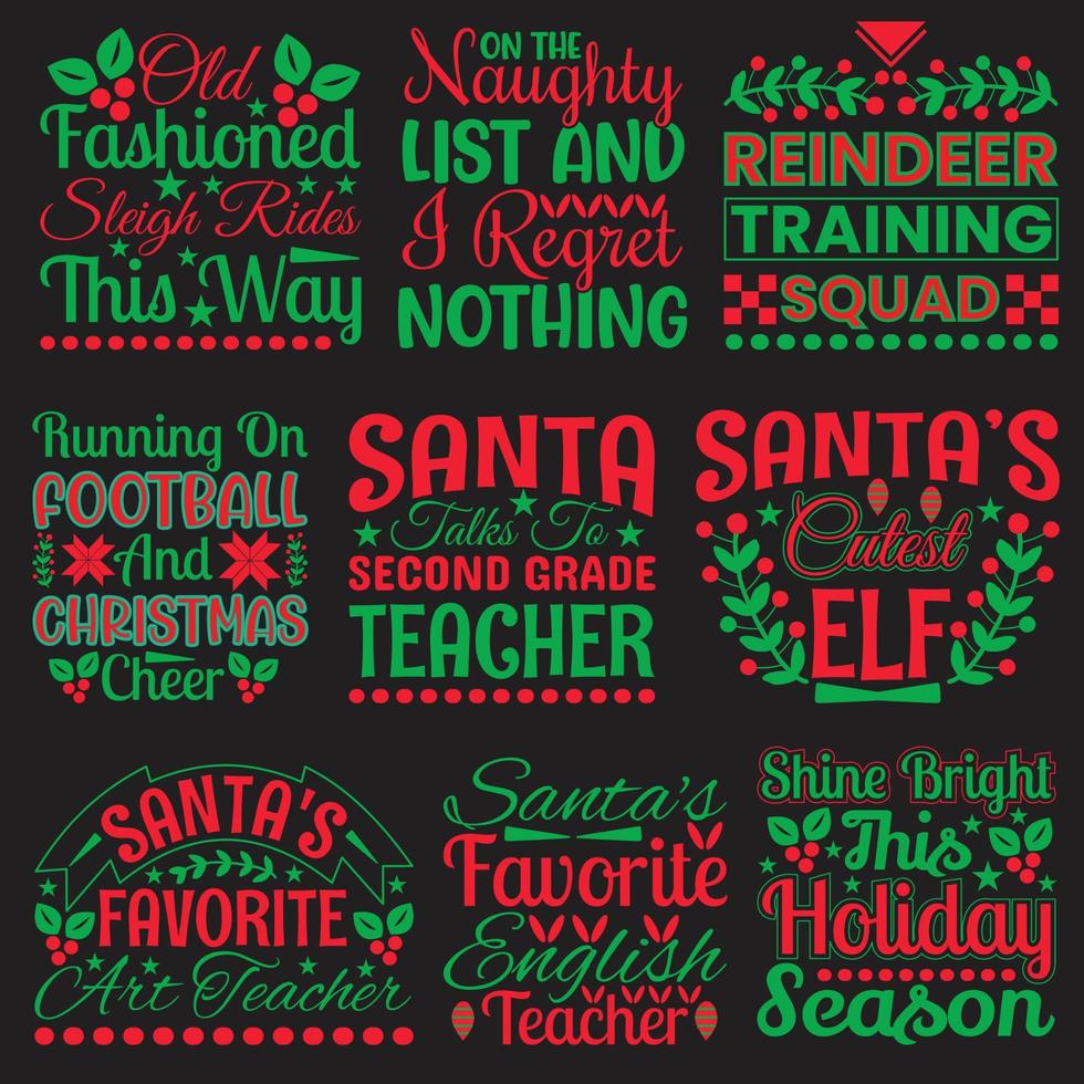 Best Christmas Quotes T-shirt Design Bundle vector