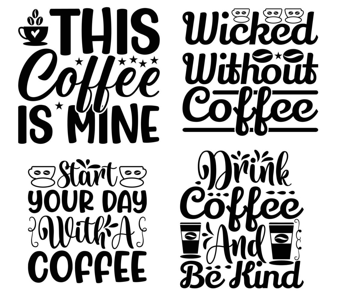 paquete de diseño de camiseta con citas de café vector