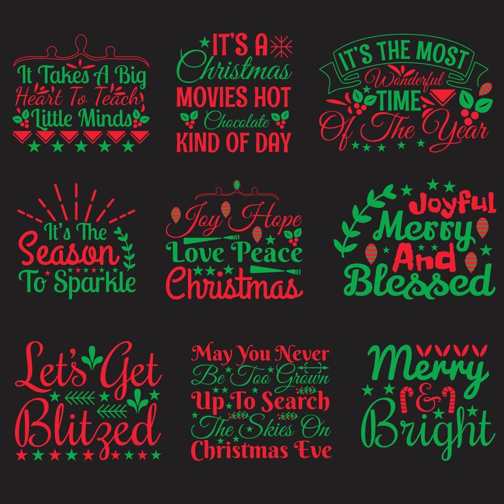Best Christmas Quotes T-shirt Design Bundle vector