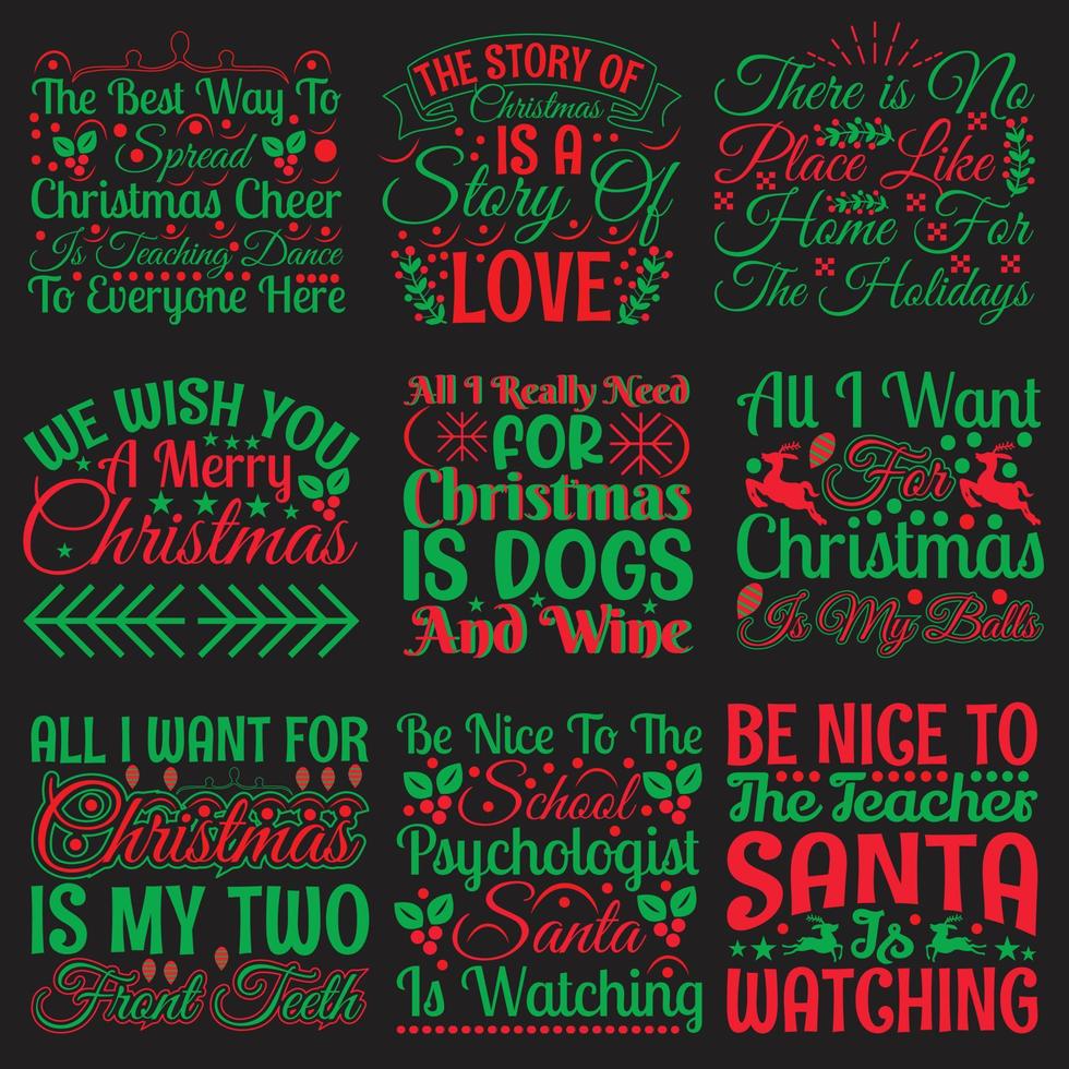 Best Christmas Quotes T-shirt Design Bundle vector