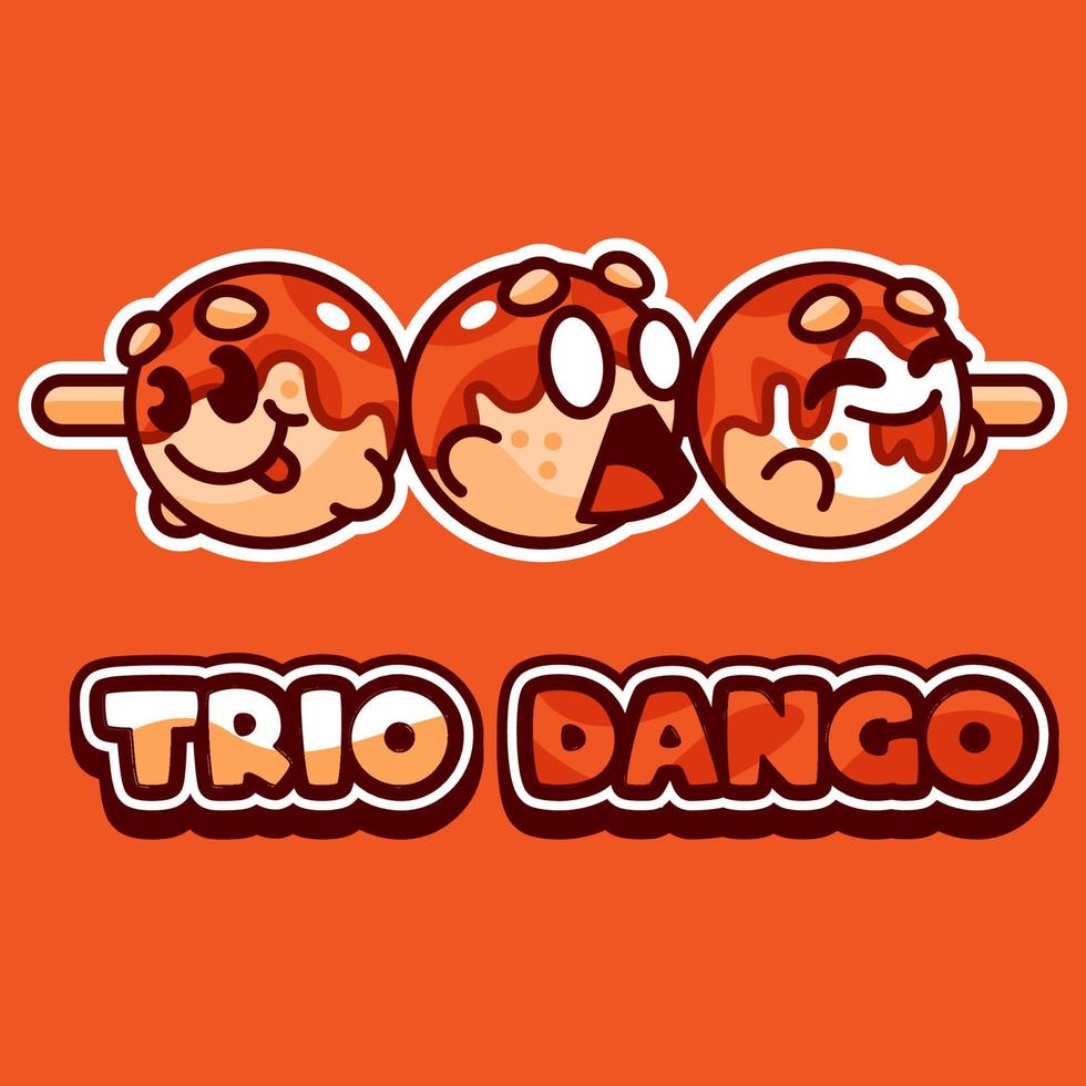 ilustración de dibujos animados de mascota de trio dango vector