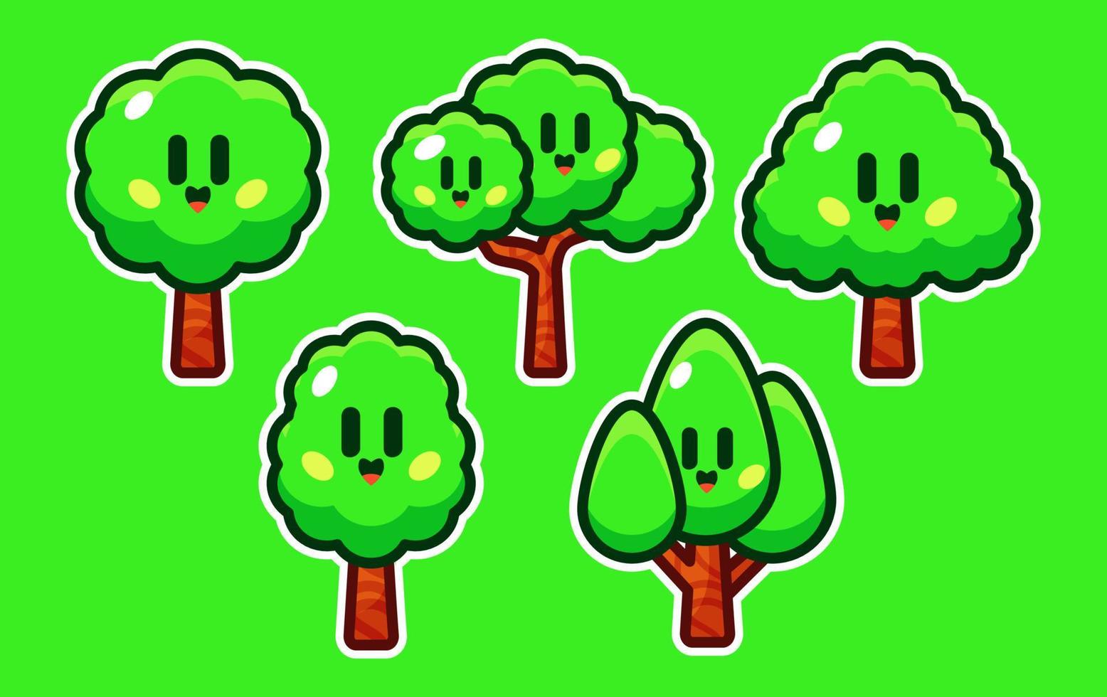 set of tree's cartoon illustration vector