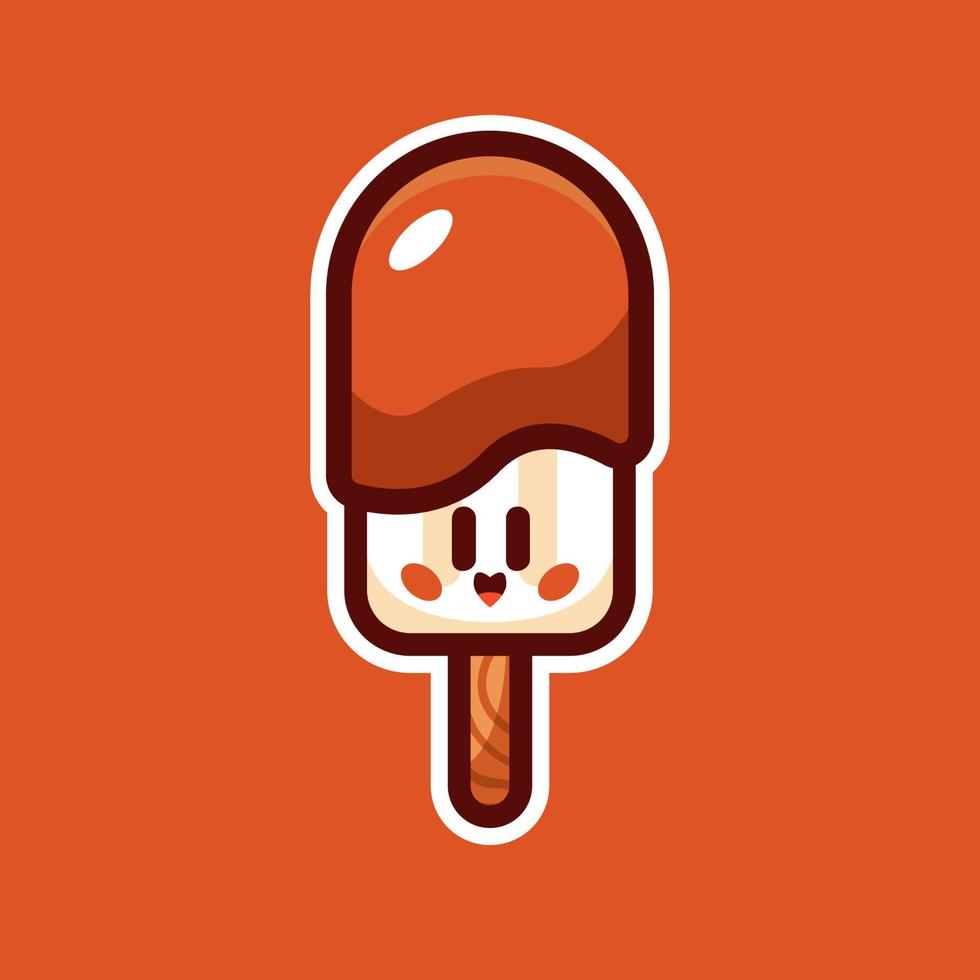 Ilustración de vector de dibujos animados de helado de chocolate cremoso
