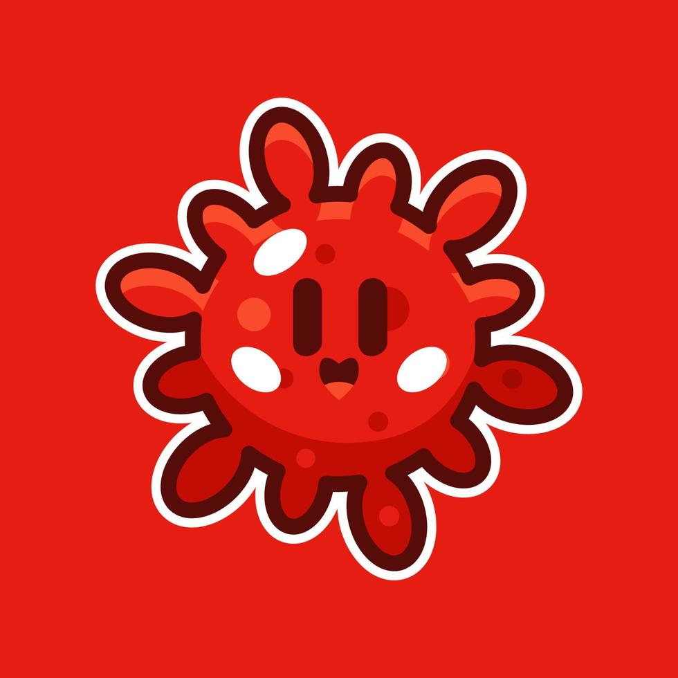 red virus cartoon vector illustration