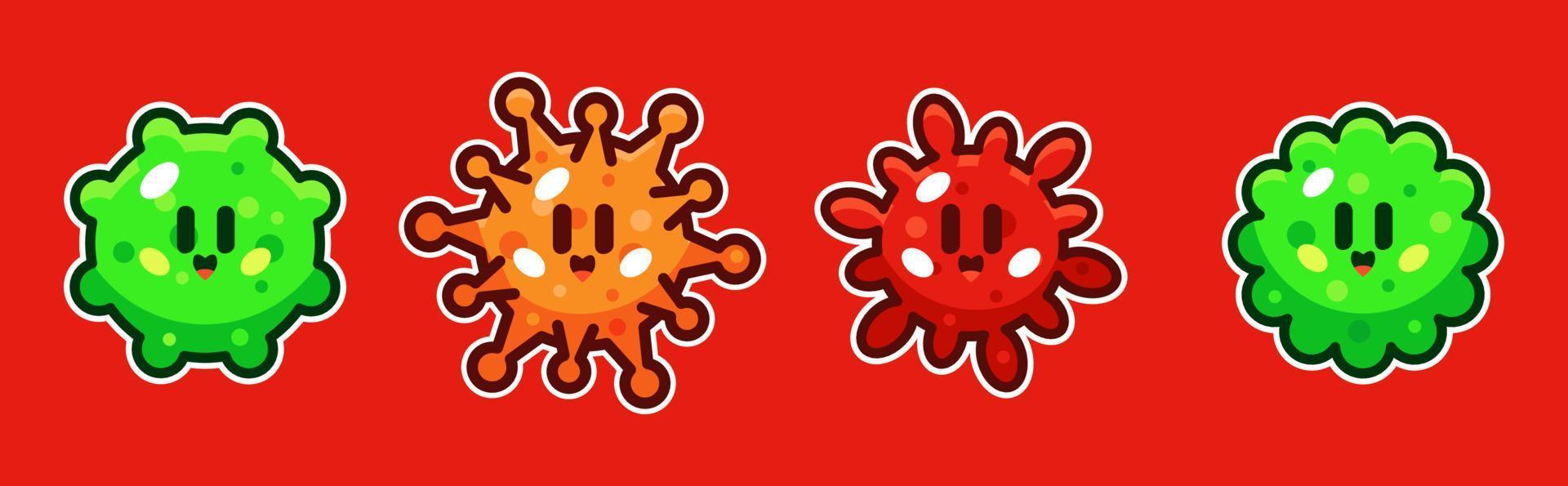 conjunto de ilustración de vector de dibujos animados de virus