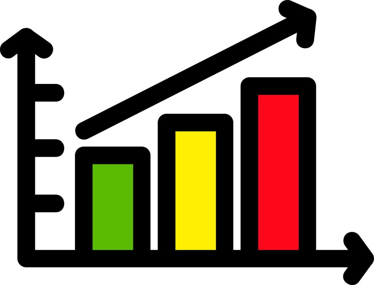 icono de línea de gráfico de barras en aumento vector